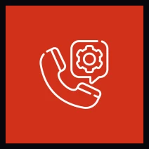Phone support gear icon on red