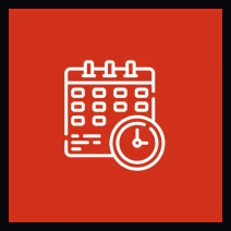 Time management symbol with calendar and clock.